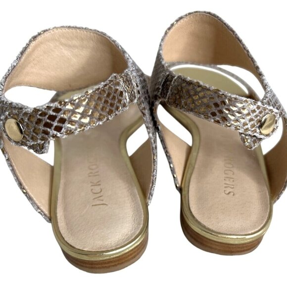 Jack Rogers Womens Size 8 Gold Snakeskin Flat Sandals With Ankle Strap - Picture 4 of 6
